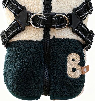 Зимовий теплий куртка для собак з отвором для шлейки, флісова підкладка, для малих та середніх собак, зелено-білий