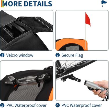 Велика переноска для собак - 40 кг - велотримач для тварин - Оксфорд, складаний, універсальний кріплення, неслизьке покриття та прапор безпеки