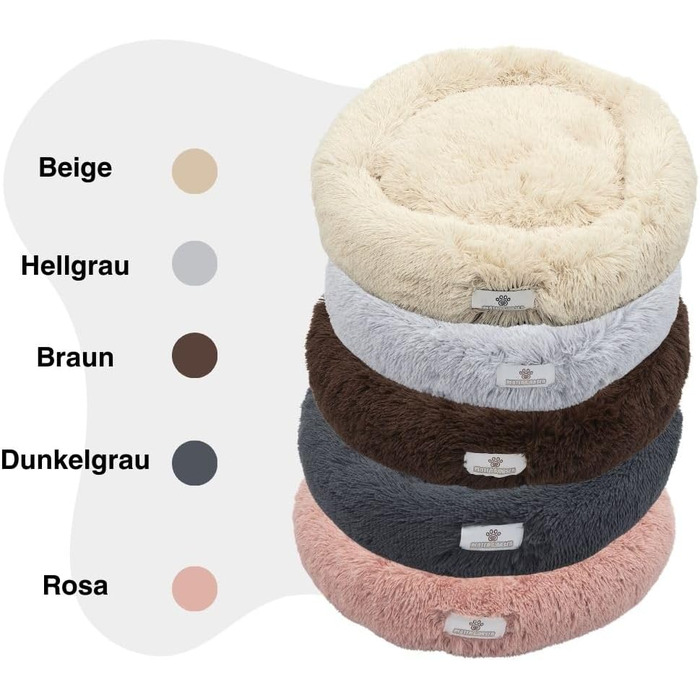 Кругле лежанка для собак та котів Pfoten&nasen® Wolke 7 – м'яке гніздовий лежак (L – 85см, Коричневий) – Легко миється, знімний чохол