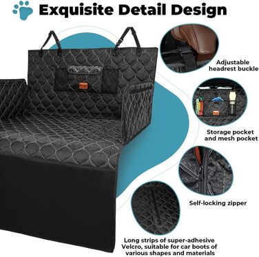 Захист для багажника авто: килимок для собак KYG, водовідштовхувальний, антикіготкові бортики, 215x110 см, чорний