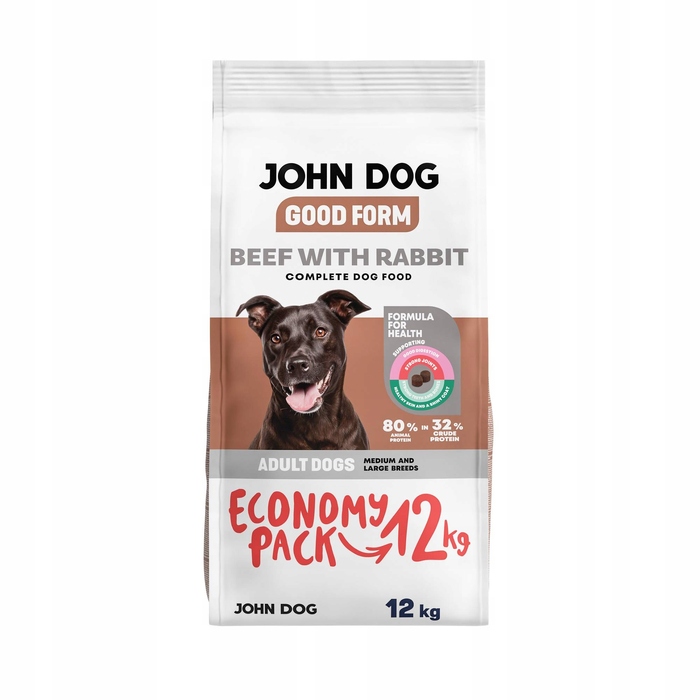 Сухий корм для собак John Dog з яловичиною та кроликом, 12 кг