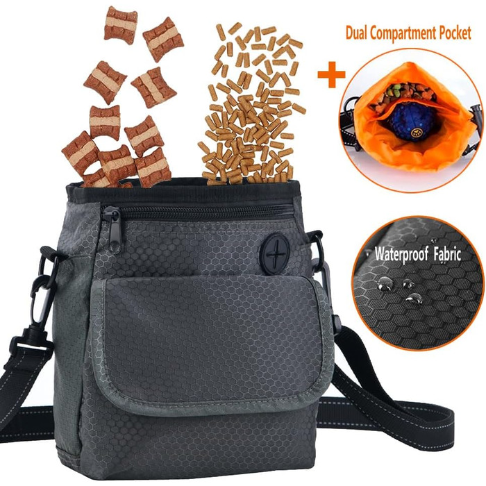 Сумка для собак Hanwell для ласощів та іграшок з дозатором для відходів, водонепроникна, сіра