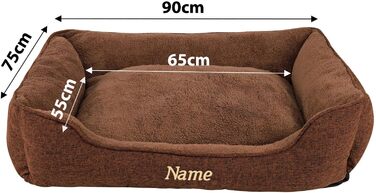 М'яке ліжко для собак та котів Lionto знімний чохол, 110x80 см, коричневе, з антиковзким дном