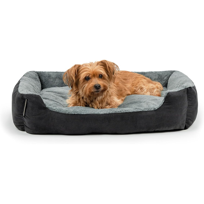 Килимок для собак Lionto з двостороннім подушками та неслизьким дном, міцний лежак для домашніх тварин з глибоким входом, підходить для собак та котів будь-якого віку, 75x60 см, м'який лежак для собак, чорний/сірий, розмір 75 x 60 x 19 см