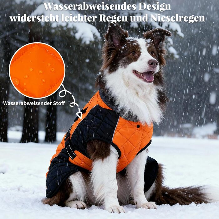 Зимовий теплий куртка для собак, непромокаємий, вітрозахисний, з регульованою застібкою, оранжево-чорний (XS, 43.2-50.8 см)