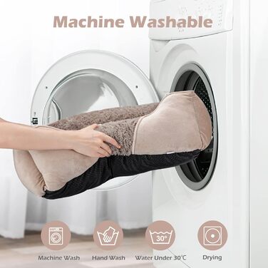 INVENHO Крісло-ліжко для собак великих, середніх та маленьких порід, прямокутне, ортопедичне, м'яке, з антиковзким покриттям, 51x48x15 см, бежеве