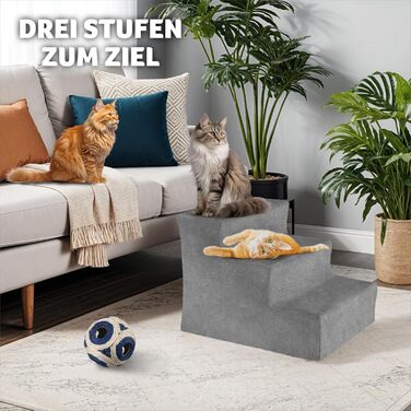 Сходинка для тварин tectake®: для собак та котів, зручний доступ до софи, ліжка, авто (сірий, 37 x 45 x 34,5 см, 3)