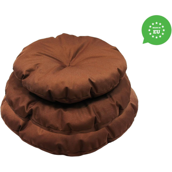 Кругла подушка для собак та котів, ⌀ 60 см, коричнева - ліжко для тварин, килимок, матрац, придатна для перенесення, миється