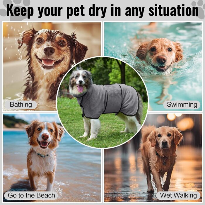 Рушник для собак HezzLuv: ультрапоглинаючий, з мікрофібри, для швидкого висушування, сірий