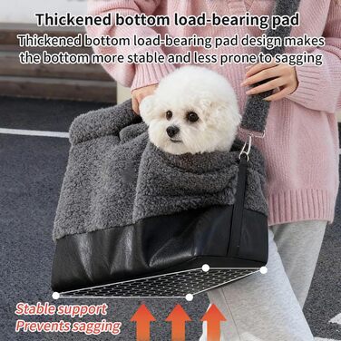 Сумка-переноска для собак та котів | Тепла, водонепроникна переноска для цуценят та кошенят, з ремінним замком, для маленьких та середніх порід, для прогулянок на вулиці (Сіра)