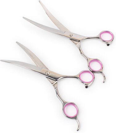 Набір професійних ножиць для грумінгу собак та котів, вигнуті ножиці, нержавіюча сталь (рожевий)