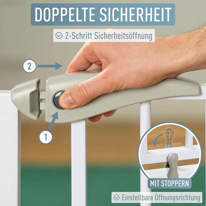 Захист для сходів для дітей Berrien, 58-185 см, сітка-бар'єр, захист від тварин, без свердління, білий, 68-76 см