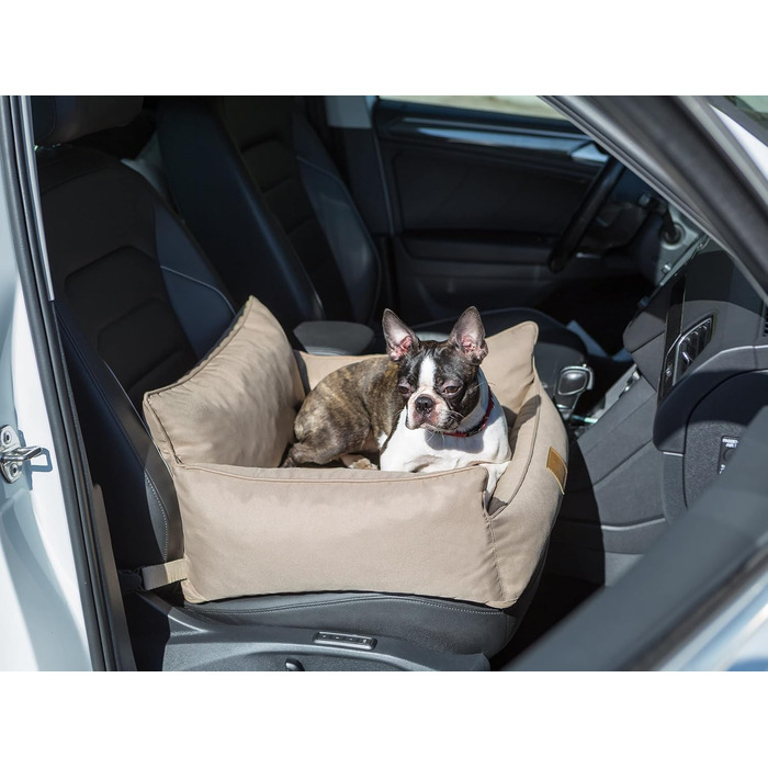 Автокрісло для собак, переноска для собак, лежанка для собак, переноски для тварин, для заднього сидіння, ковдра для собак, лежанка для собак, лежанка для котів, для маленьких собак (57x55x30 см), бежевий колір