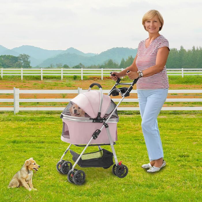 Складаний візок для собак та котів, 50x60 см (Sakura-Rosa)