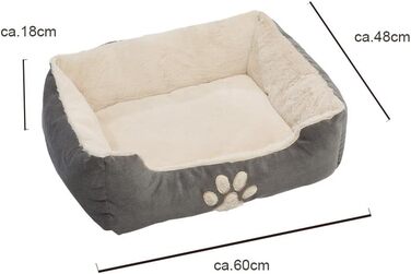 Крісло-ліжко для собак та котів, 60x50 см, бежеве - м'яке, з бортиком