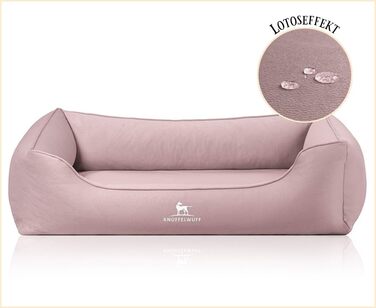 Ортопедичне собаче ліжко Knuffelwuff Oliver, M-L: м'яке, водонепроникне, з ефектом замші, з піною з пам'яті, для собак маленьких та великих розмірів (120 x 85 x 25 см, Рожевий)