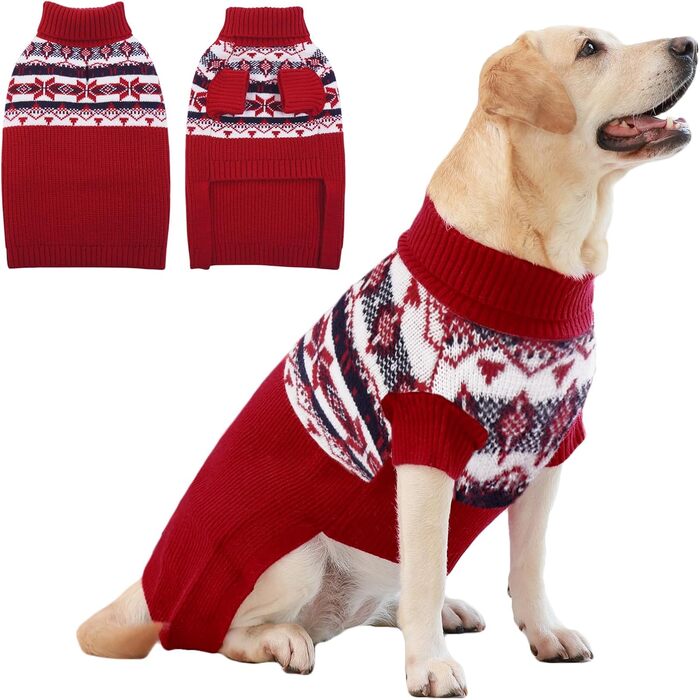 Светр для собак IECOii XXXXL, XXXX-Large, 5XL (105 см), червоний