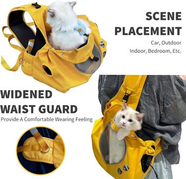 PETCUTE Сумка-переноска для собак і цуценят, жовта, регульована, дихаюча, для прогулянок та активностей на відкритому повітрі