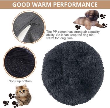 Кругле ліжко для собак, чорне, Ø 50 см. М'яке, ортопедичне, з неслизьким покриттям. Підходить для середніх собак. Легко миється.