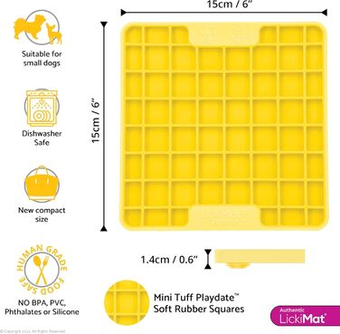 Килимок для собак LICKIMAT Mini Tuff: повільне годування, розвага та зняття стресу, рожевий (жовтий, Playdate)