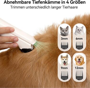 Amicura Шерстьомашинка для собак з пилососом для шерсті та феном 15000Pa, набір для догляду за тваринами, регульована швидкість і температура, 5 перевірених інструментів, тиха машинка для собак та котів