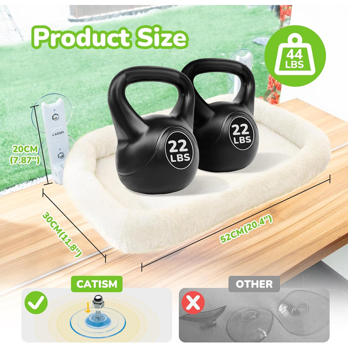 Кішка-гамак CATISM для вікна з подушкою, 52x30 см, до 20 кг, бежевий