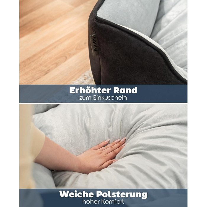 Килимок-ліжко для собак Lionto 2-в-1 з комфортним входом, чорний/сірий, 110x80 см