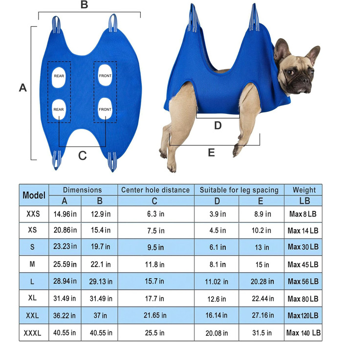 Ккіімат Гамак для догляду за тваринами 5-в-1, дихаючий, для малих та середніх тварин, помічник для купання, миття, догляду та стрижки нігтів (блакитний), Medium/до 16 кг