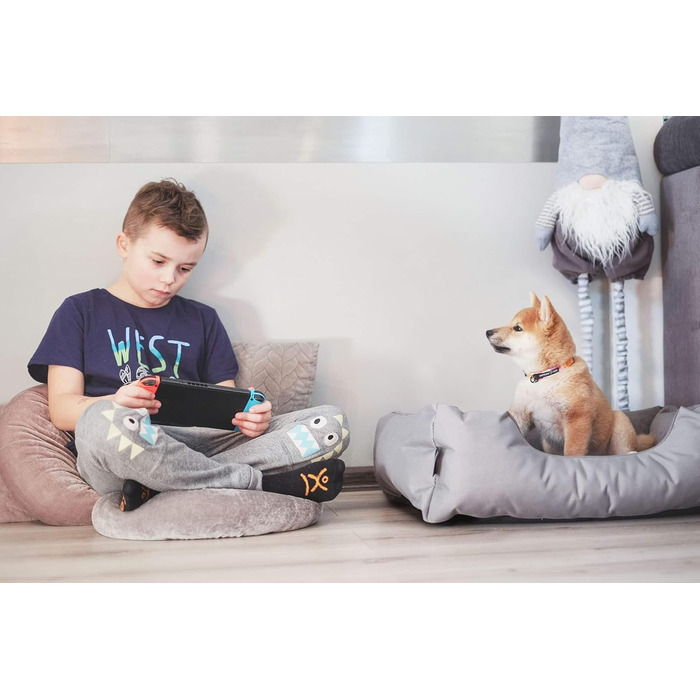 Ліжко для собак BedDog Teddy XL, сіро-сіре, з бортиками, з кордури та мікрофібри, для дому і вулиці, квадратне, знімний чохол