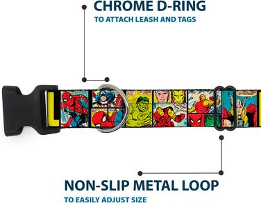 Нашийник для собак Marvel з кліпсою, пластиковий, 22,9-38,1 см, ширина 1,3 см, багатокольоровий