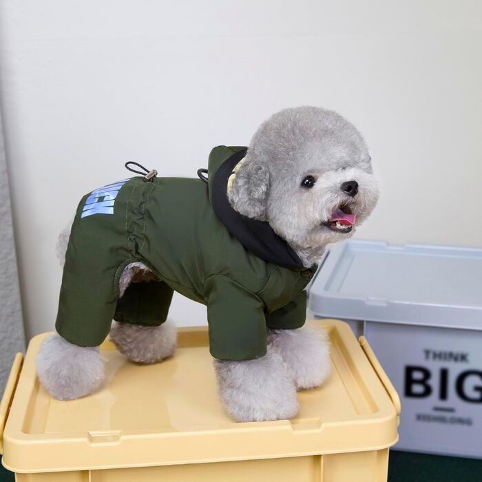 Зелений теплий зимовий водонепроникний одяг для собак: теплий халат для маленьких собак та середніх котів, XL (довжина спини 32 см)