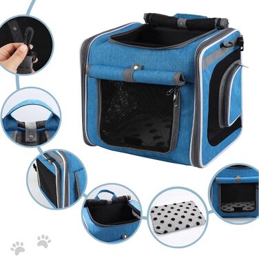 Корзина для велосипеда для собак – переносна сумка для тварин, розширювана переносна сумка для тварин, м'які боки, сумки для тварин, для покупок, пікніків, щоденних поїздок, на відкритому повітрі, поліестер