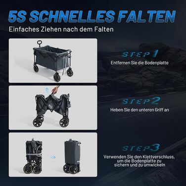 Болерваген Timber Ridge 200L складний з підстаканником, для саду, кемпінгу, покупок. Витримує 100 кг (сірий)