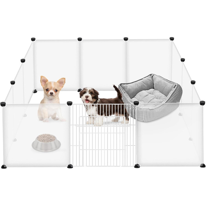 Клітка-вольєр для дрібних тварин FIVMEN 145x75x48 см з 12 панелями та дверима (біла)