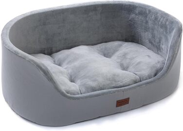 Кругле ліжко для собак середнього розміру Raikou, м'яке та зручне, з антиковзким покриттям, сірого кольору (75 x 54 x 27 см)