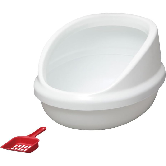 Котлочистка Iris Ohyama PNE-500H, біла, овальна, без кришки, для котів та кошенят, велика, BPA-free, з совком