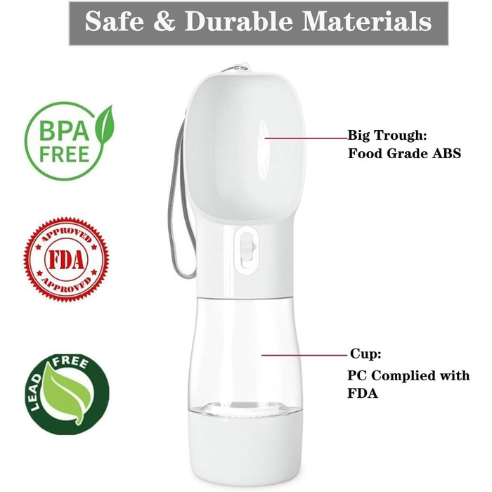 Yiflin 3-в-1 портативна пляшка для собак з мискою та контейнером для корму, дорожня пляшка-дозатор для прогулянок, походів та пиття