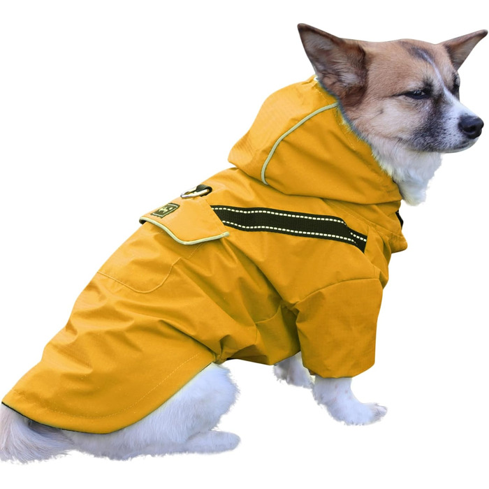 Жовтий дощовик для цуценят та маленьких собак JoyDaog з капюшоном та кишенями, водонепроникний, XS
