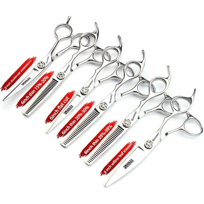 Професійний набір перукарських ножиць 6 дюймів, нержавіюча сталь, мультифункціональний (3 шт.)