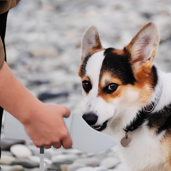 Складана пляшка для води для собак Milisten: 550 мл, м'який силікон, не протікає, для подорожей, цуценят, прогулянок, хатніх тварин, пікніків, кемпінгу (світло-сірий)