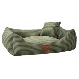 Лежанка для собак Leo4dog з вельвету, знімний чохол для прання, колір Оливка, розмір M (80x60 см)