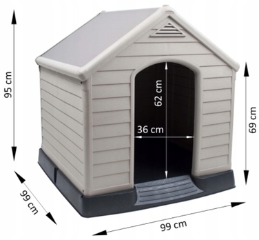 Будка для собак Curver з пластику, зовнішні розміри 99 x 95 x 99 см