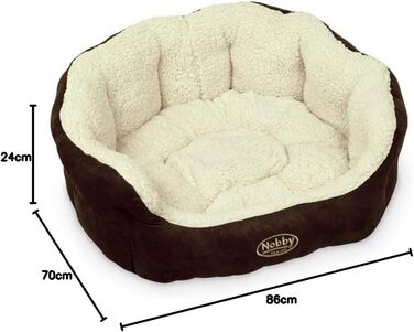 Ліжко для собак Nobby Taika, 66 x 57 x 22 см, коричневий/вовняно-білий, розмір L 86 x 70 x 24 см