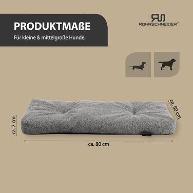 Крісло-лежанка для собак Rohrschneider, Made in EU, з антиковзким покриттям, сірого кольору, розмір 1 (50 x 80 x 7 см), з мискою для корму. Підходить для собак маленьких, середніх та великих порід, а також для котів.