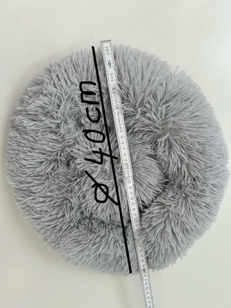 М'яке ліжко для собак та котів Donut, кругле, світло-сіре, Ø 40 см, з плюшу, миється, не слизьке