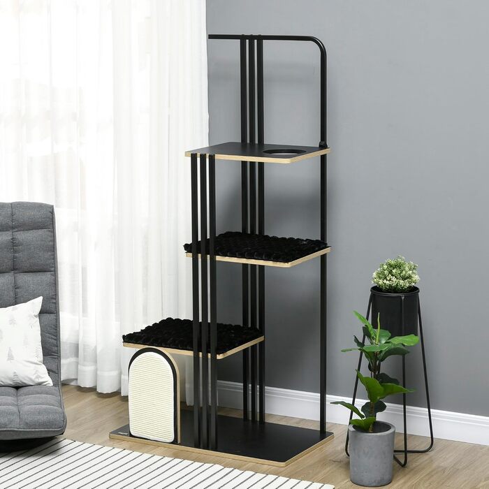 Дерев'яний комплекс для котів PawHut з ігровим м'ячем, 40x30x43 см (85x48x170 см)