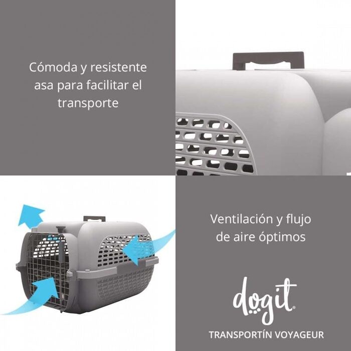 Транспортна переноска Dogit Catit Voyaguer для домашніх тварин, розмір L, 61x41x37 см, сіро-хаки, пластикова
