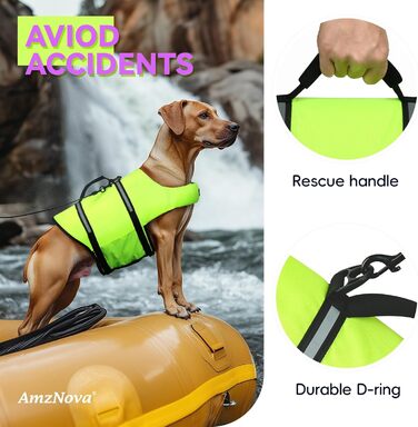 AMZNOVA Жилет рятувальний для собак, жилет для плавання, XS, яскраво-жовтий (33-46 см)