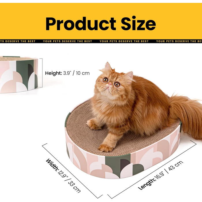 Кігтеточки для котів Conlun 2 в 1: овальні, з мискою та гніздом. З гофрокартону, для лежання та точіння кігтів. Розмір 43x33x10 см