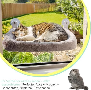 Віконна лежанка для котів Viva Cat – стабільна та зручна | Лежанка-гамак для котів до 18 кг | Економія місця